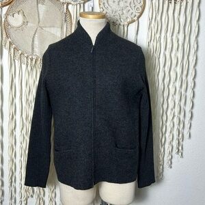Eileen Fisher Gray Boiled Wool Zip Front Jacket Size Small